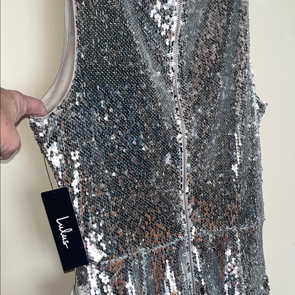 Lulu's Shimmering Silver Sequin Mini Dress - Picture 11 of 13